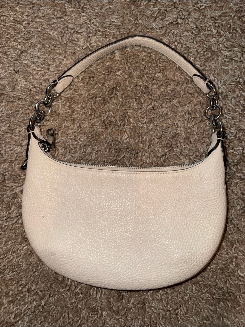 Mini Coach Pebbled Leather Shoulder Hobo in cream with white/cream Hardware - Picture 2 of 2